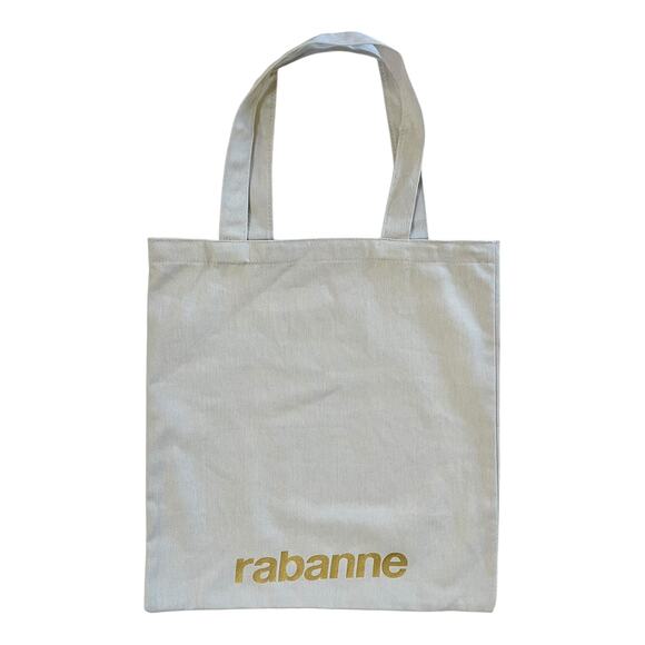 NWOT Rabanne Light Gray Gold Logo Unisex Tote Bag - Picture 1 of 5